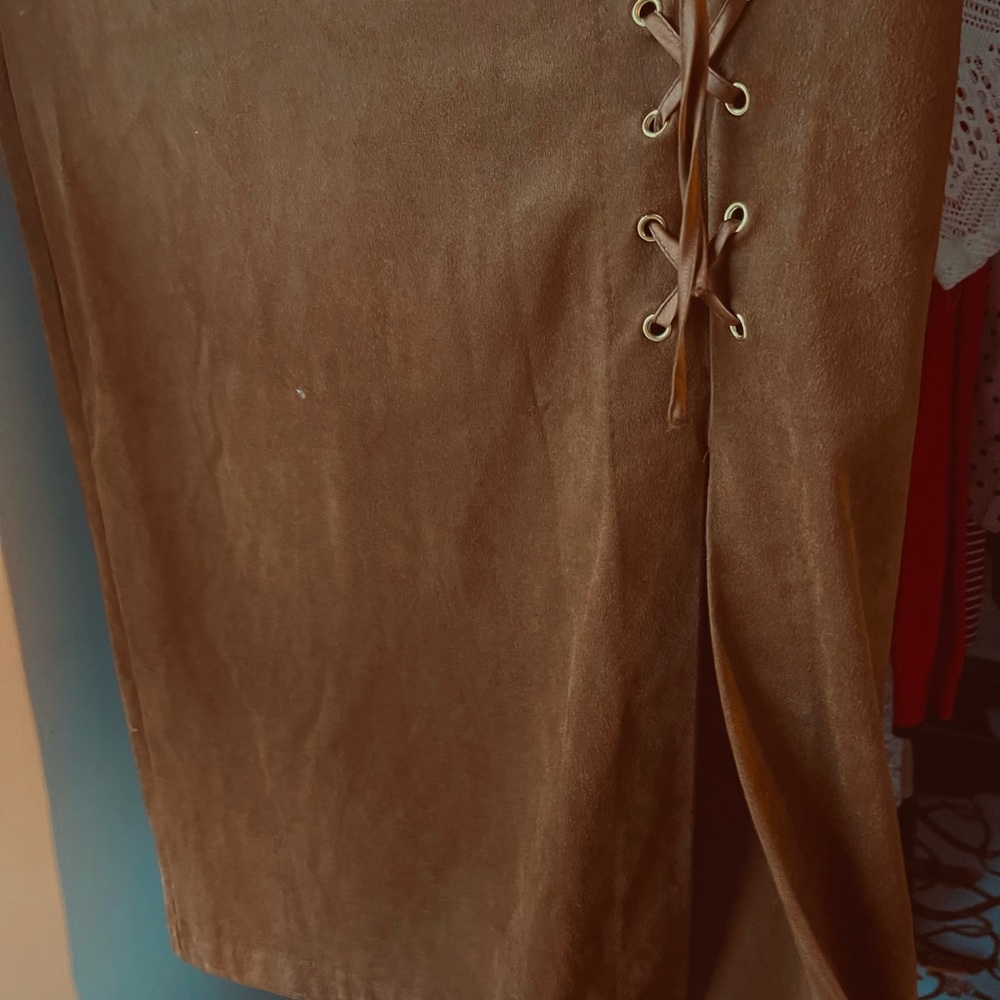 Soft highest quality suede brown A-line skirt